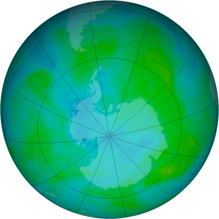 Antarctic ozone map for 25 January 2002